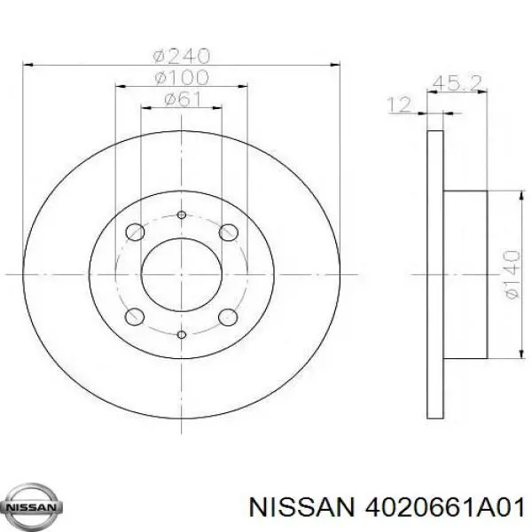 4020661A01 Nissan диск гальмівний передній