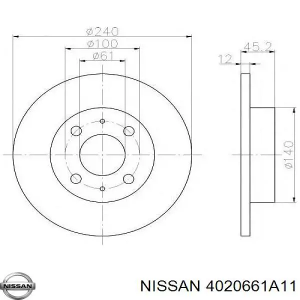 4020661A11 Nissan диск гальмівний передній
