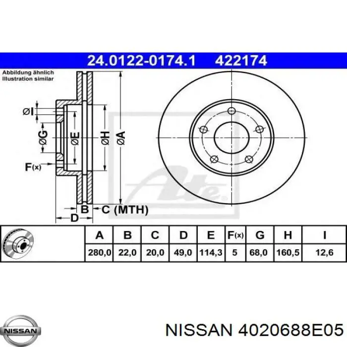 Купити 4020688E05 Nissan/Infiniti Ротор гальмівний