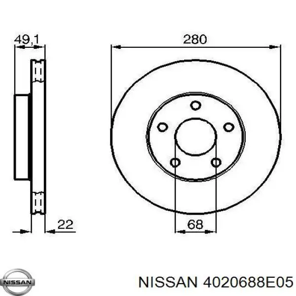 Диск переднього гальма Nissan/Infiniti 4020688E05 ціна, від 39.80 USD