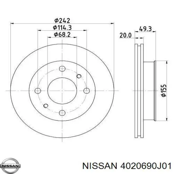 4020690J01 Nissan диск гальмівний передній