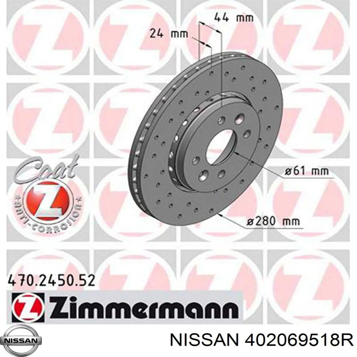 Диск гальмівний передній 402069518R Nissan