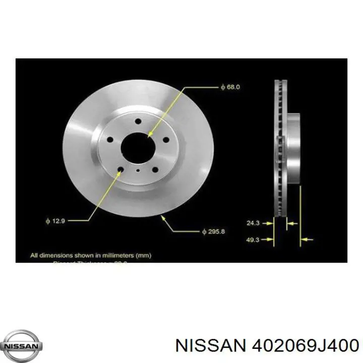 Гальмівні диски передні 402069J400 Nissan/Infiniti