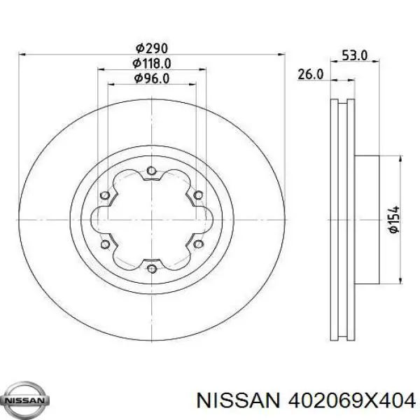 Диск гальмівний передній 402069X404 Nissan