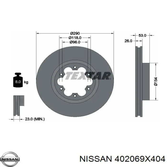 Купити 402069X404 Nissan/Infiniti Ротор гальмівний