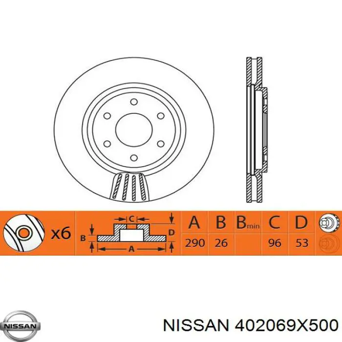 Диск гальмівний передній 402069X500 Nissan