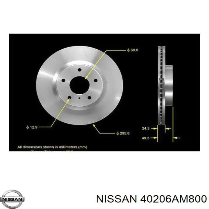 Диск переднього гальма Nissan/Infiniti 40206AM800 ціна, від 41.51 USD