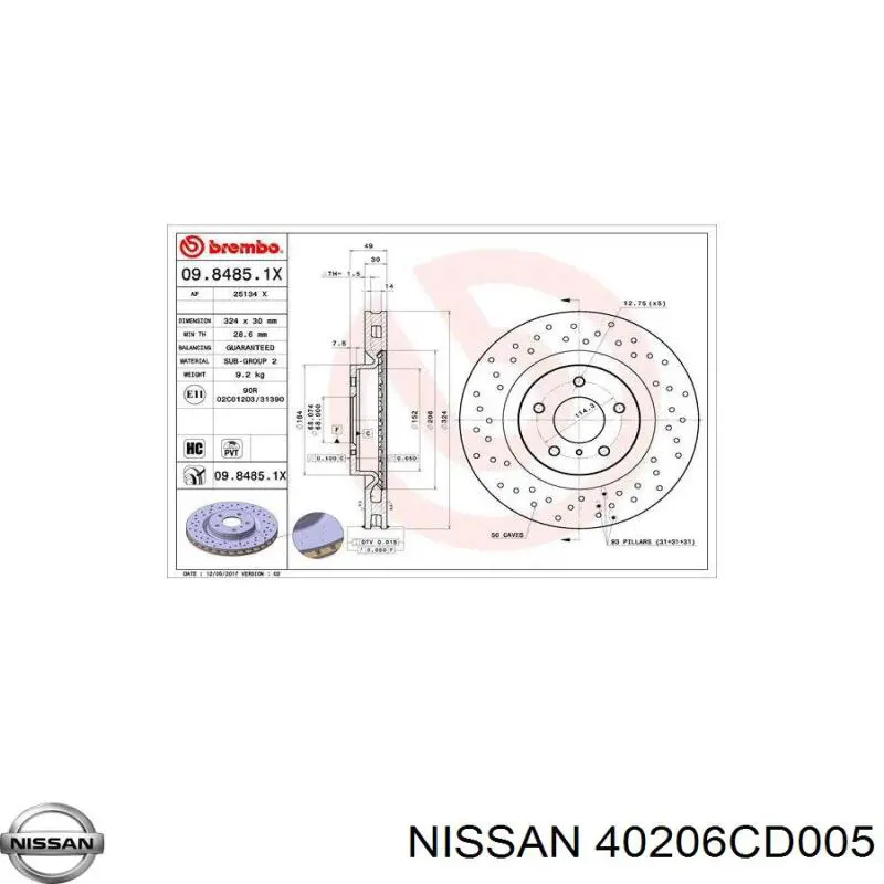40206CD005 Nissan/Infiniti Гальмо дискове переднє