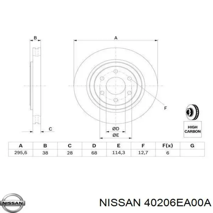 Диск гальмівний передній Nissan/Infiniti 40206EA00A