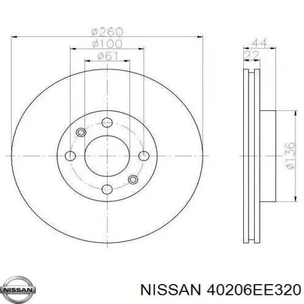 Диск переднього гальма Nissan/Infiniti 40206EE320 ціна, від 29.10 USD
