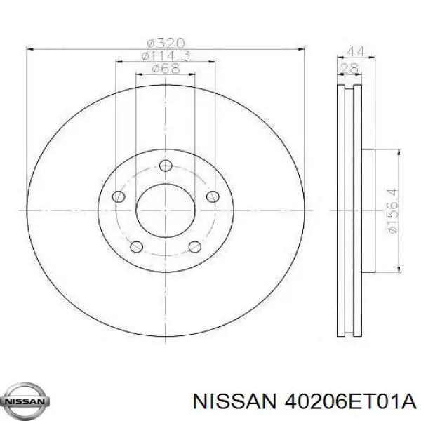 Купити 40206ET01A Nissan/Infiniti Ротор гальмівний