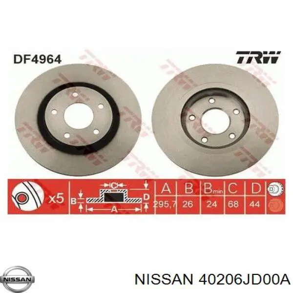 40206JD00A Nissan диск гальмівний передній