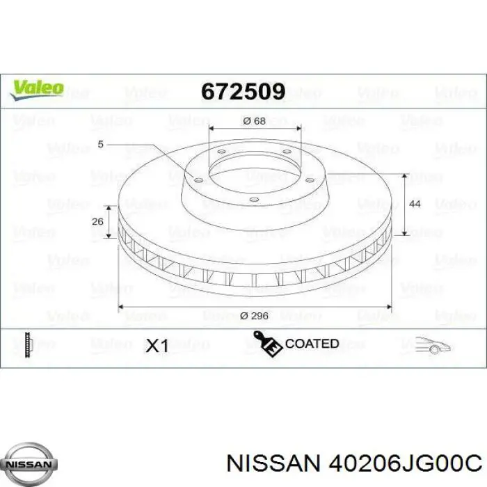 Гальмівні диски передні 40206JG00C Nissan/Infiniti