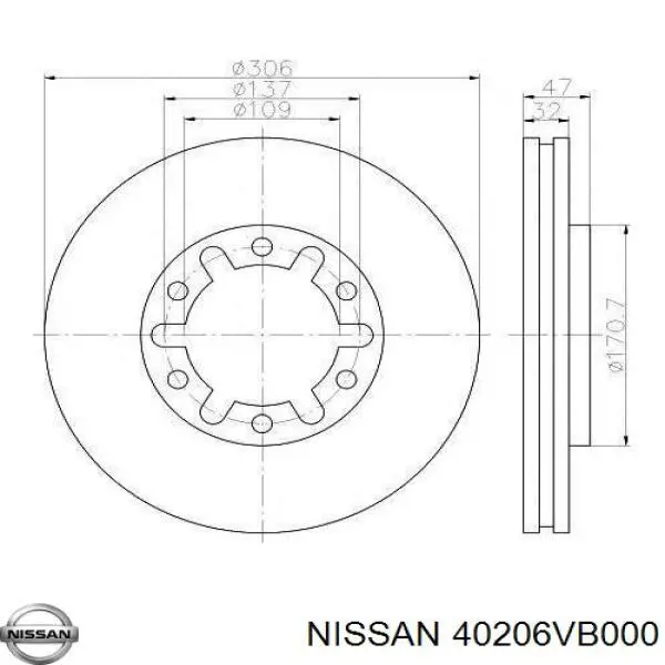 Купити 40206VB000 Nissan/Infiniti Ротор гальмівний