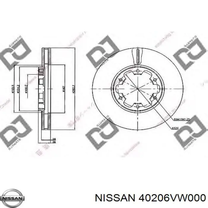 Диск переднього гальма Nissan/Infiniti 40206VW000 ціна, від 177.48 USD