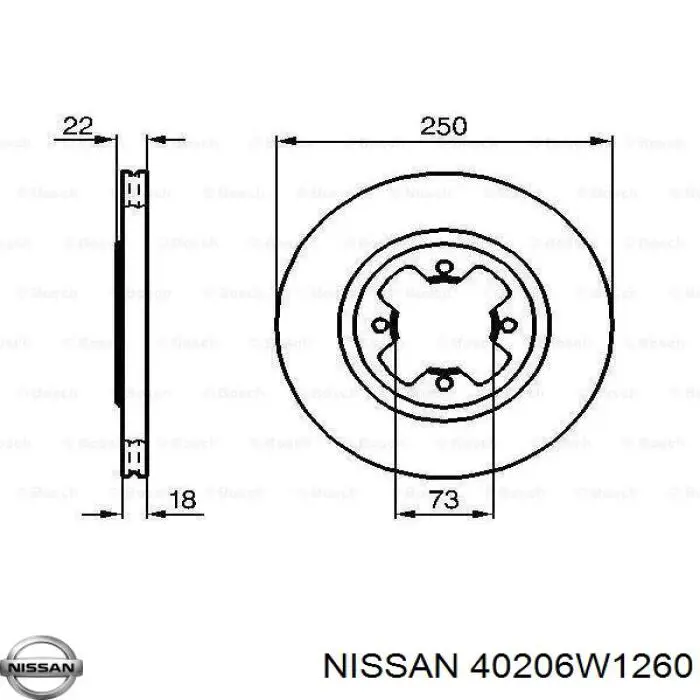 Гальмівні диски передні 40206W1260 Nissan/Infiniti