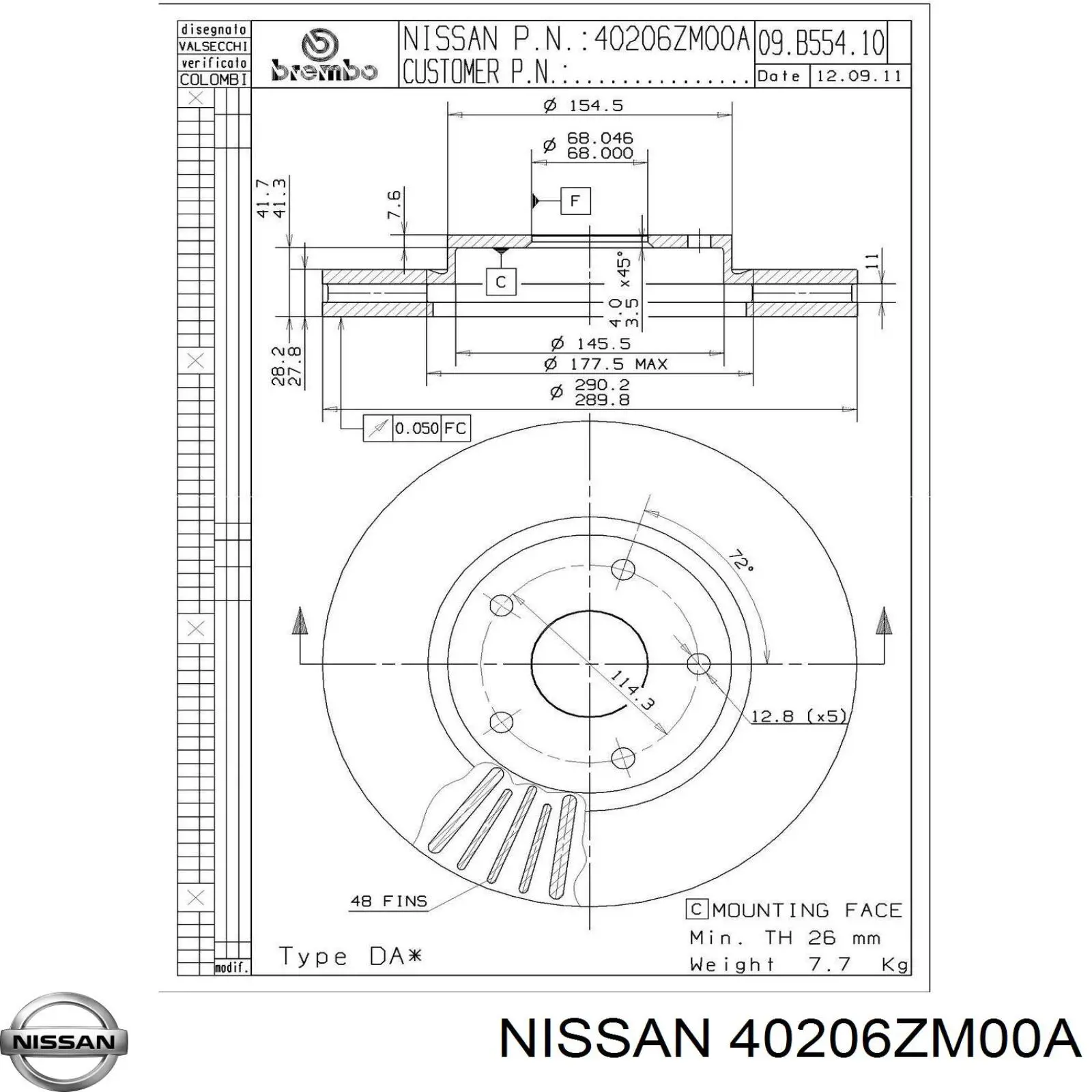Диск переднього гальма Nissan/Infiniti 40206ZM00A ціна, від 39.73 USD