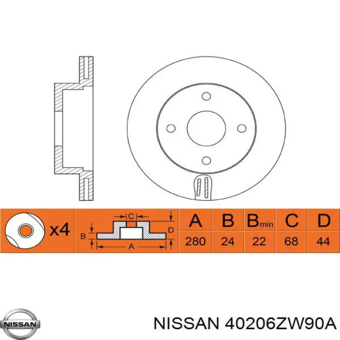 40206ZW90A Nissan диск гальмівний передній