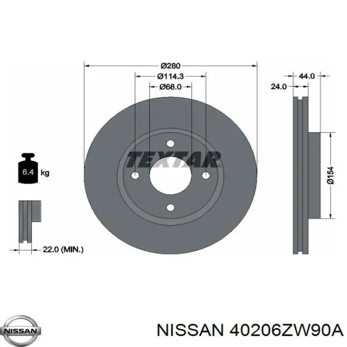 Купити 40206ZW90A Nissan/Infiniti Ротор гальмівний