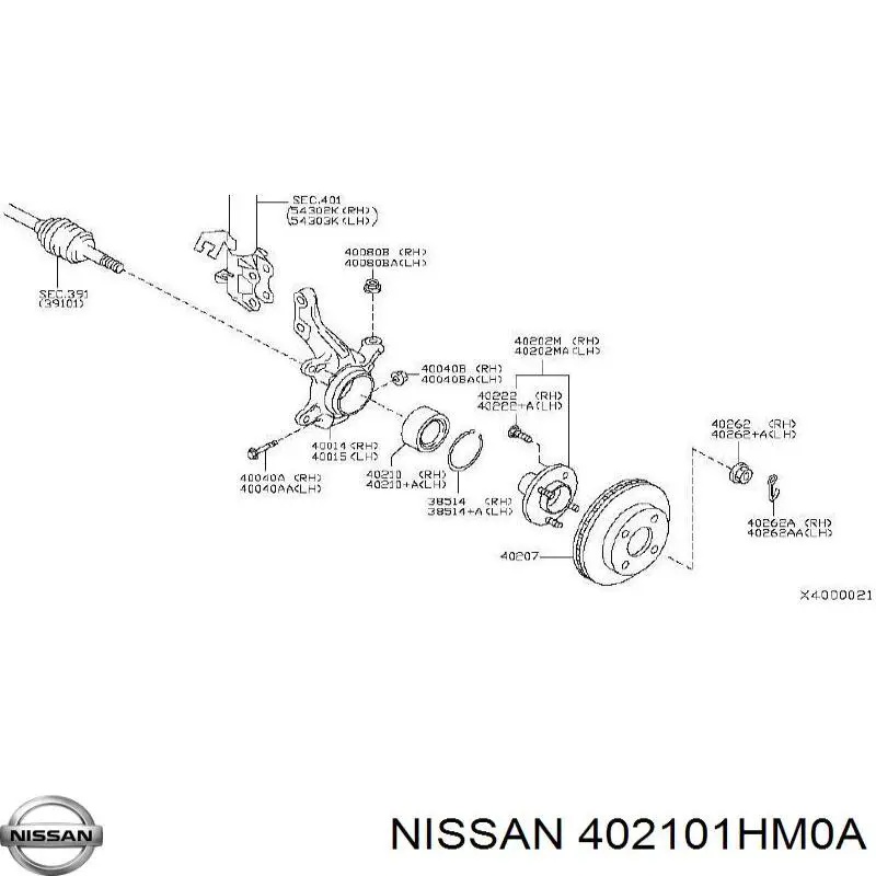 Комплект підшипник маточини передньої Nissan/Infiniti 402101HM0A ціна, від 28.18 USD