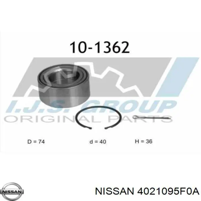 Купити 4021095F0A Nissan/Infiniti Підшипник ступиці передньої