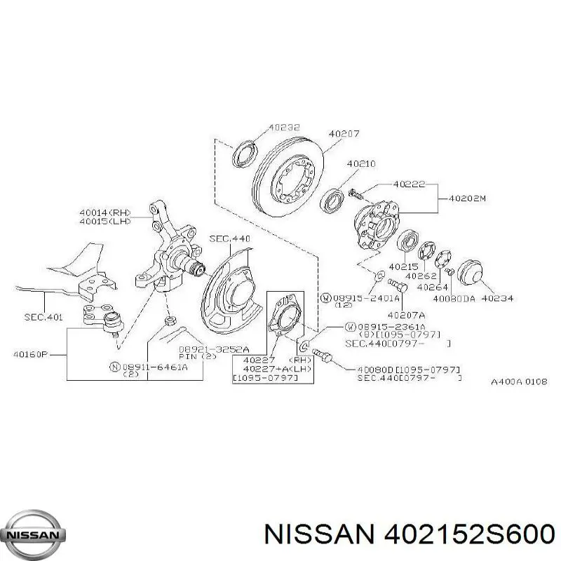 Підшипник ступиці колеса Nissan/Infiniti 402152S600 ціна, від 12.68 USD
