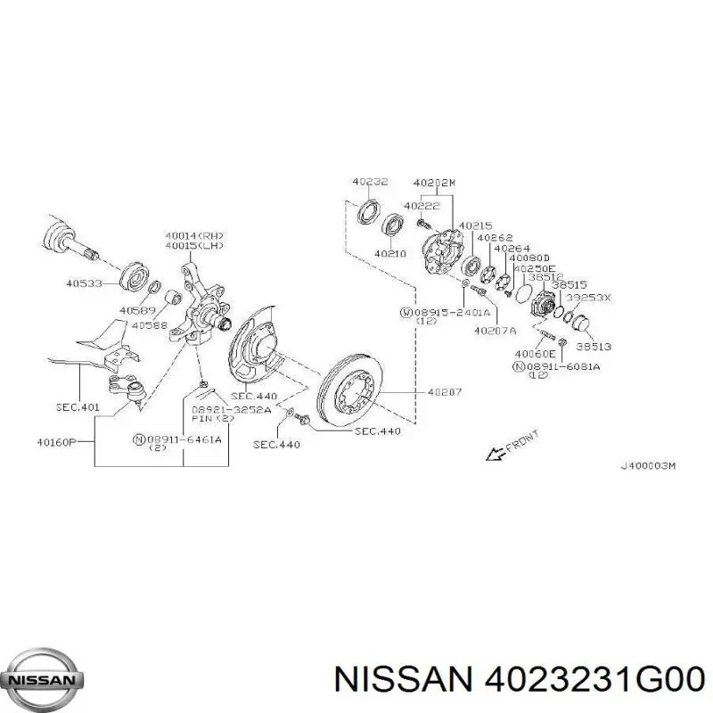 Сальник передньої маточини 4023231G00 Nissan