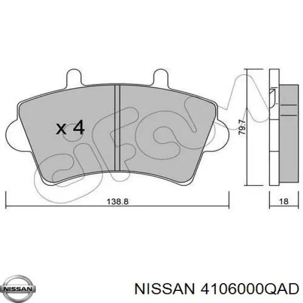 4106000QAD Nissan колодки гальмівні передні, дискові