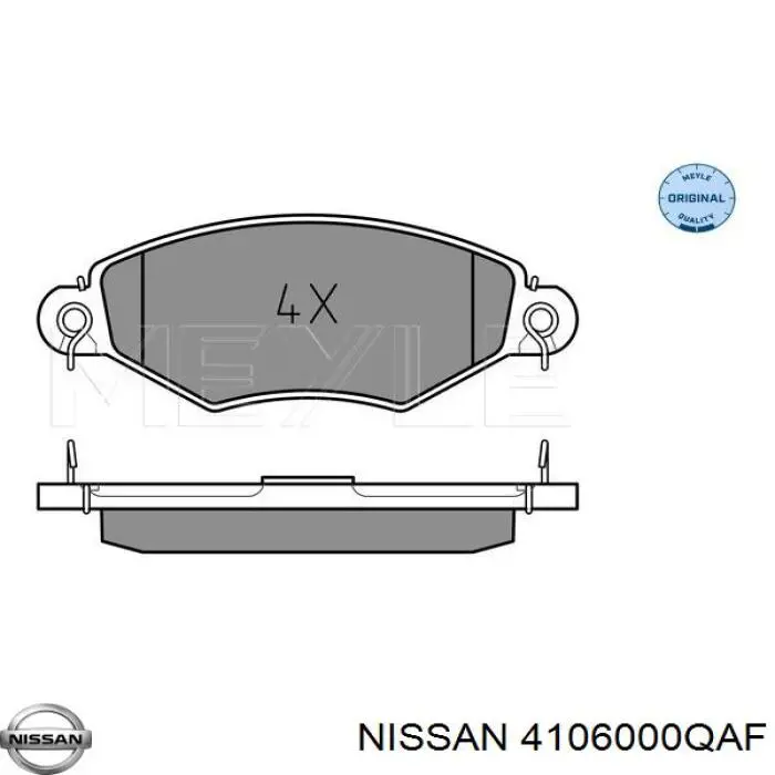 4106000QAF Nissan колодки гальмівні передні, дискові