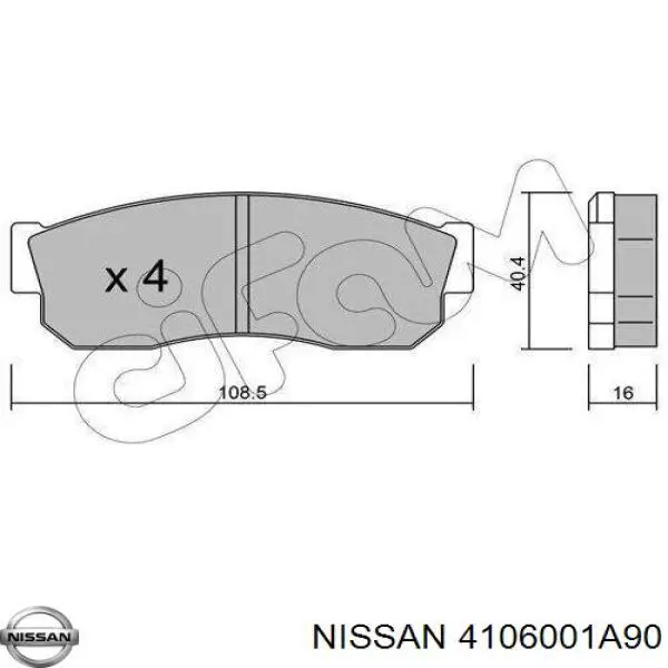 Колодки гальмівні передні, дискові 4106001A90 Nissan