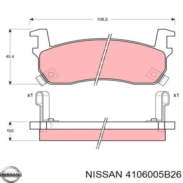 Колодки гальмівні передні, дискові 4106005B26 Nissan