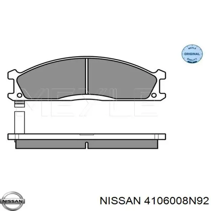 4106008N92 Nissan колодки гальмівні передні, дискові