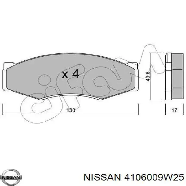 Купити 4106009W25 Nissan/Infiniti Колодки гальмівні передні, дискові