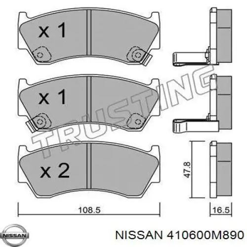 Колодки гальмівні передні, дискові 410600M890 Nissan