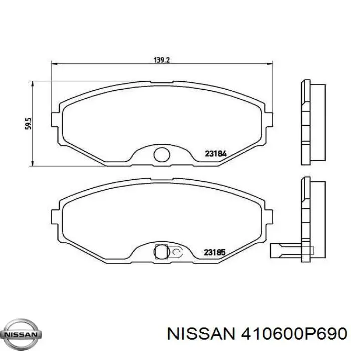 Колодки гальмівні передні, дискові 410600P690 Nissan