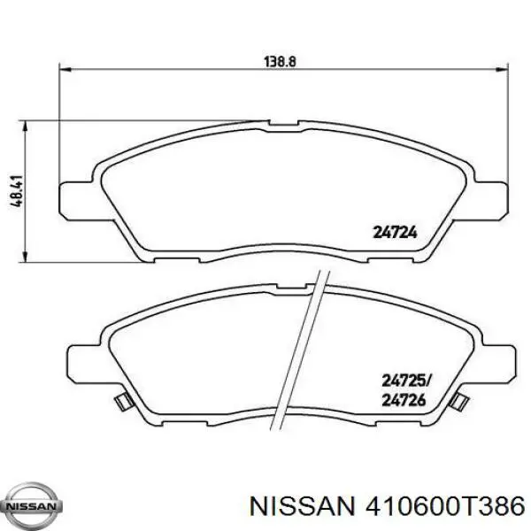 410600T386 Nissan/Infiniti Передні гальмівні колодки