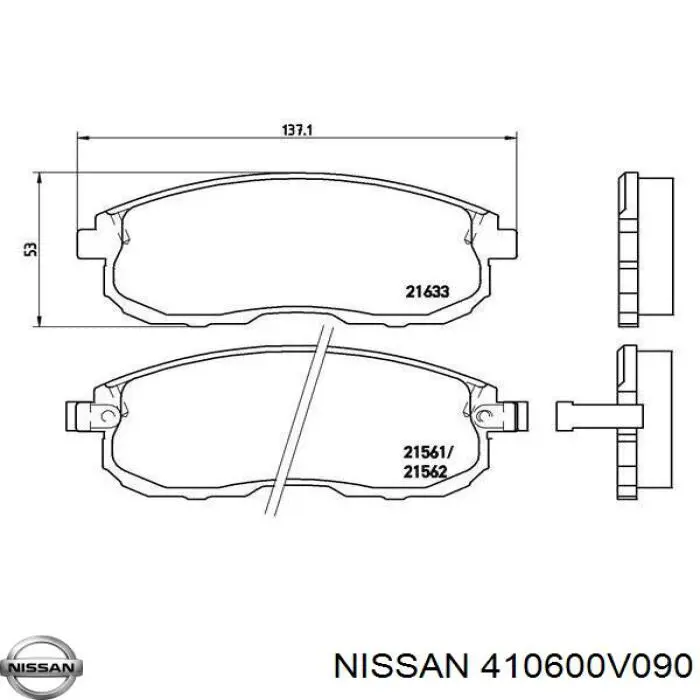 410600V090 Nissan/Infiniti Передні гальмівні колодки