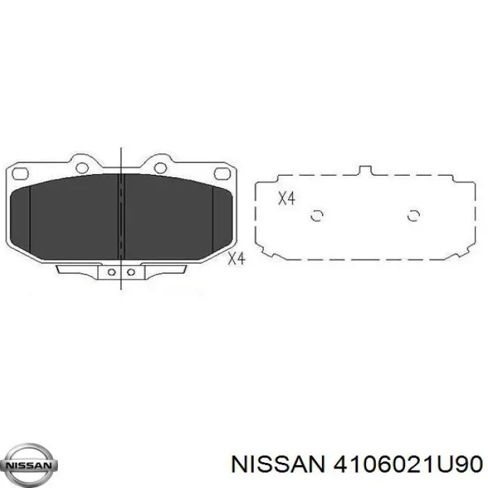 Колодки гальмівні передні, дискові 4106021U90 Nissan