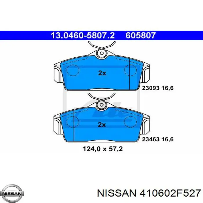 410602F527 Nissan колодки гальмівні передні, дискові