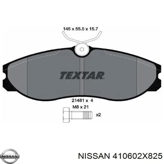 410602X825 Nissan колодки гальмівні передні, дискові