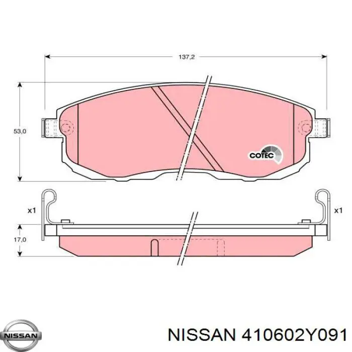 410602Y091 Nissan/Infiniti Передні гальмівні колодки