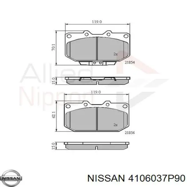 Гальмівні колодки Nissan/Infiniti 4106037P90 ціна, від 24.44 USD