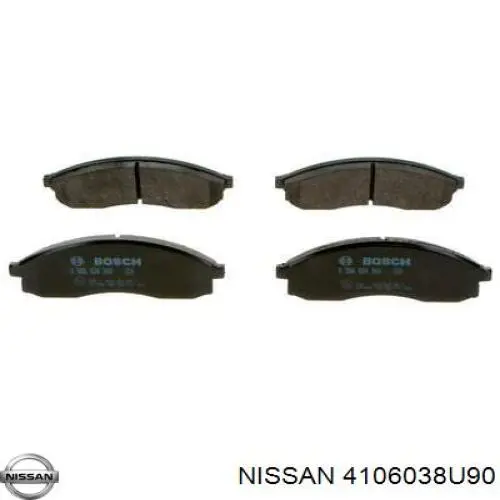 4106038U90 Nissan колодки гальмівні передні, дискові