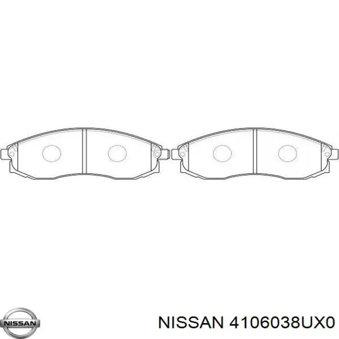 Купити 4106038UX0 Nissan/Infiniti Колодки гальмівні передні, дискові