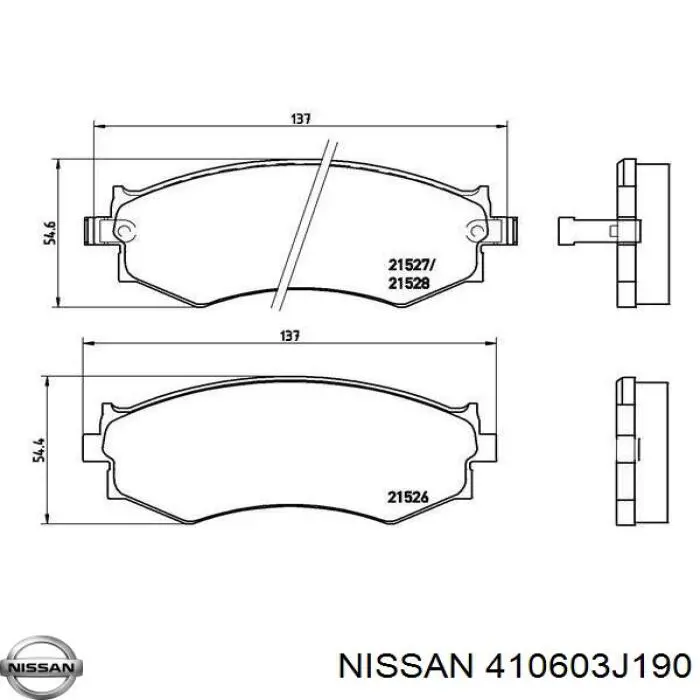 Колодки гальмівні передні, дискові 410603J190 Nissan