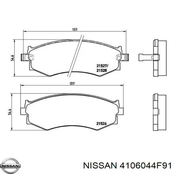4106044F91 Nissan колодки гальмівні передні, дискові