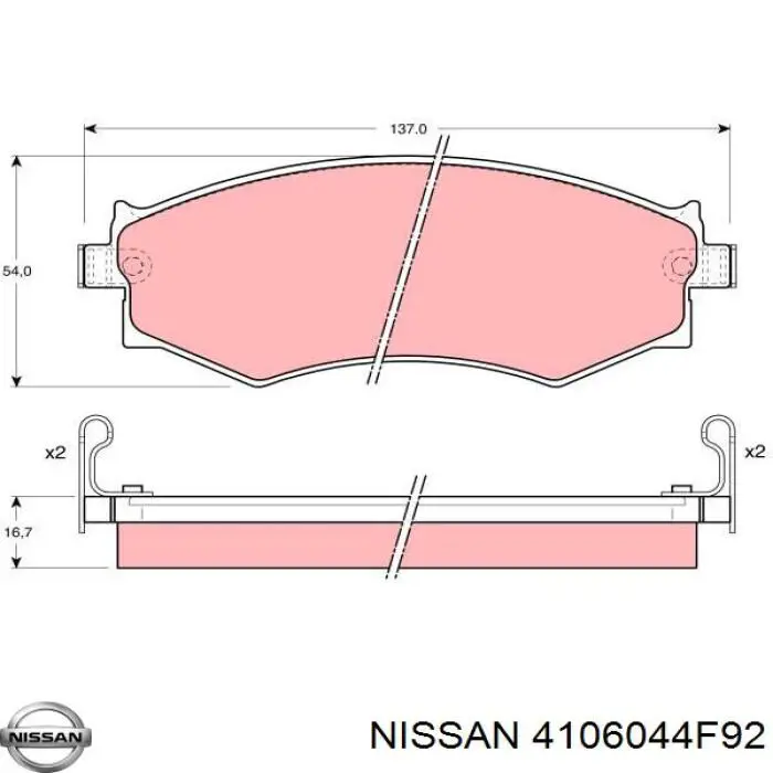 4106044F92 Nissan колодки гальмівні передні, дискові