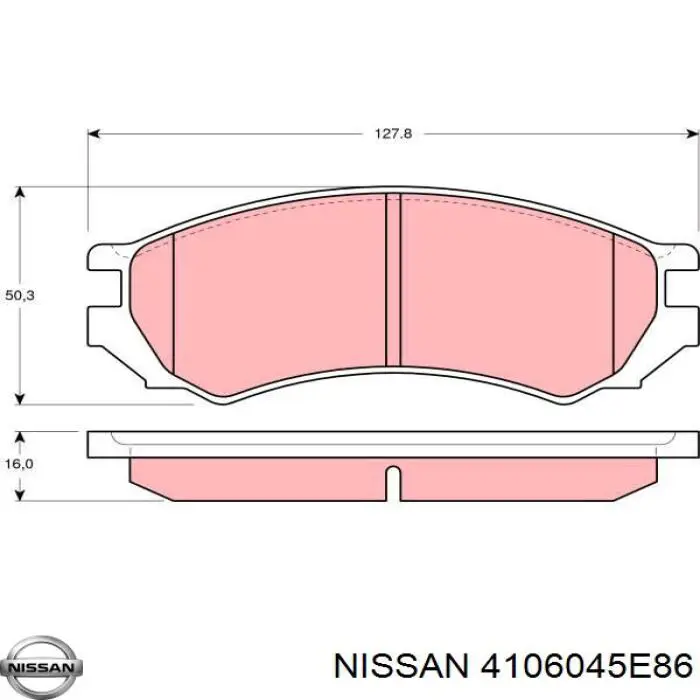 Колодки гальмівні передні, дискові 4106045E86 Nissan