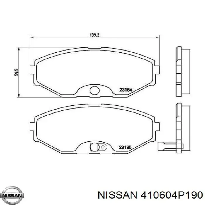 Колодки гальмівні передні, дискові 410604P190 Nissan