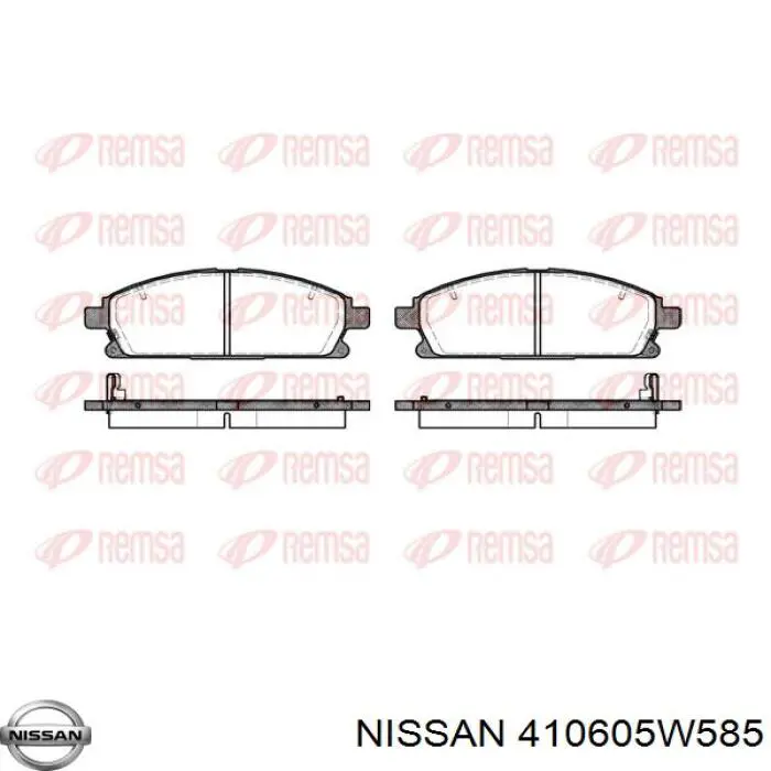Купити 410605W585 Nissan/Infiniti Колодки гальмівні передні, дискові